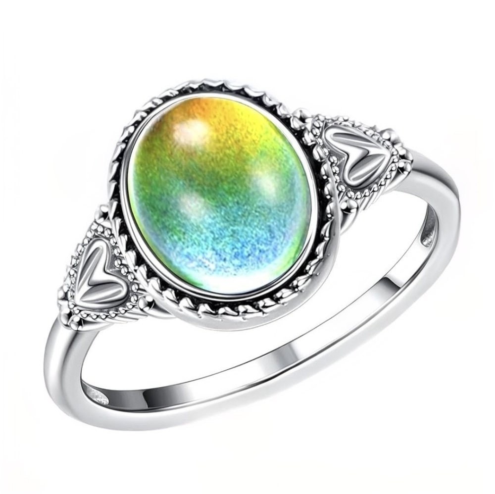 Mood Ring Size 7 8 9 Silvery Color Changing Ring 70s Retro Jewelry - Picture 10 of 10